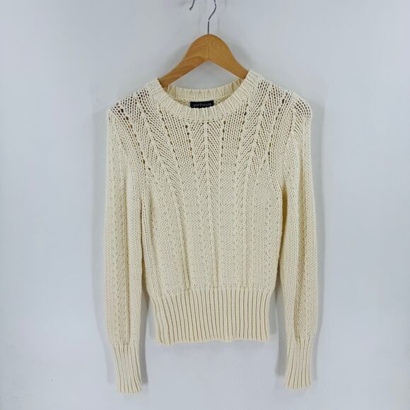 Vintage Ann Taylor Cream Open Knit Cotton Sweater Size M Coastal Grandmother - Picture 5 of 5